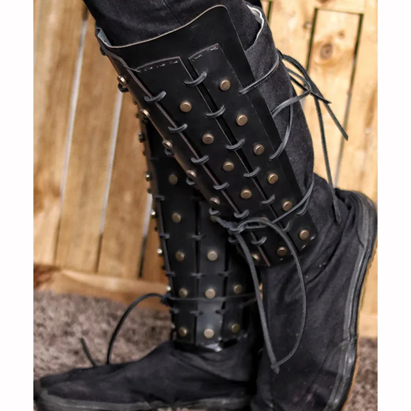 Регулируемые древние самурайские рыцарские заклепанные наколенники - Фотография_4
