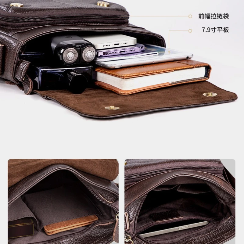 Мужская кожаная сумка через плечо в стиле ретро - Фотография_6