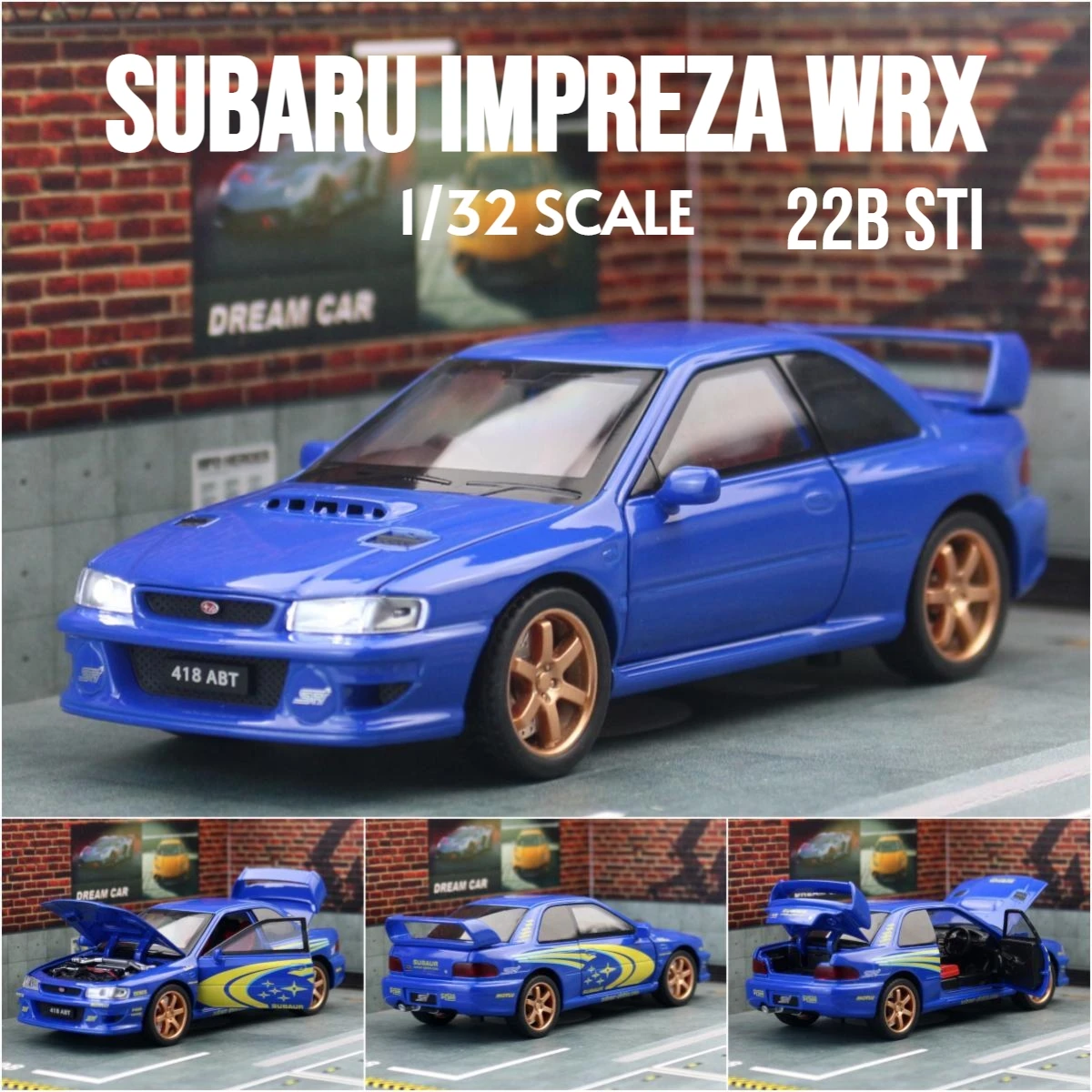Subaru impreza wrx 22b sti jdm модель игрушечного автомобиля