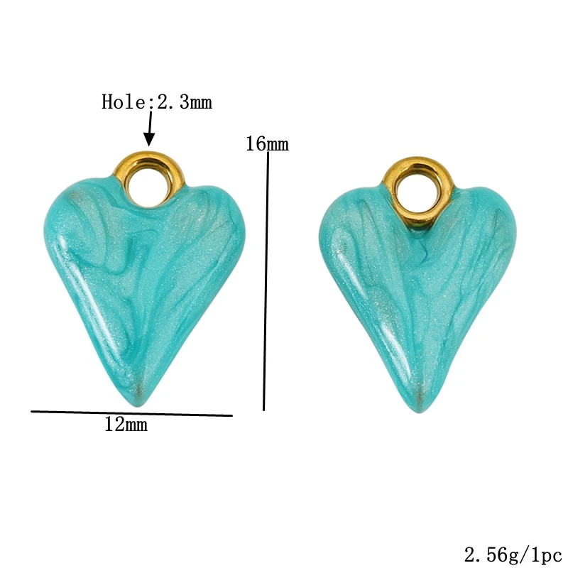 Разноцветные эмалированные подвески в форме сердца из нержавеющей стали - Фотография_4