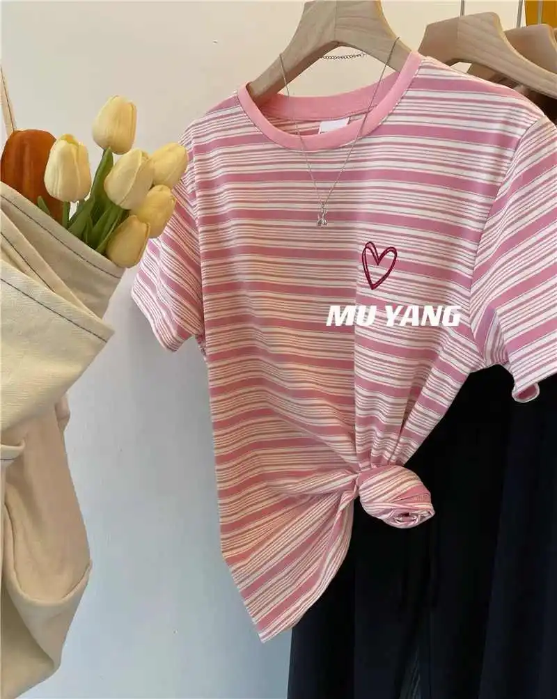 Летняя полосатая женская футболка - Фотография_3