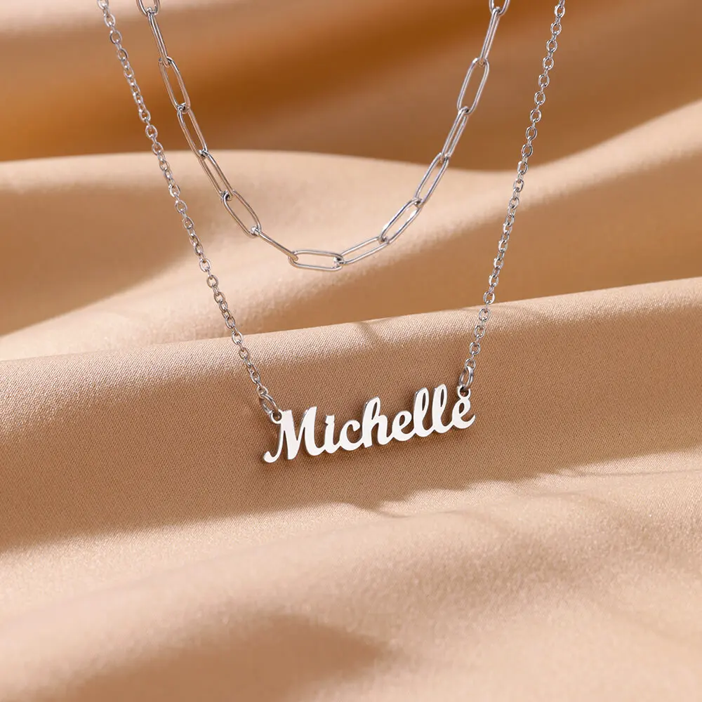 Изготовленное на заказ двухслойное ожерелье с именем для женщин и девушек