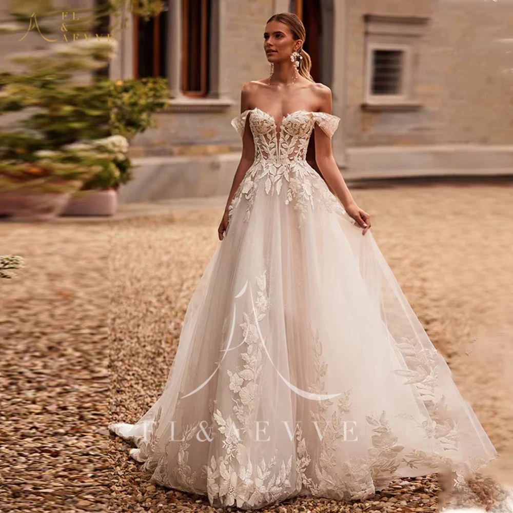 Fl & aevve свадебное платье с открытыми плечами и аппликацией