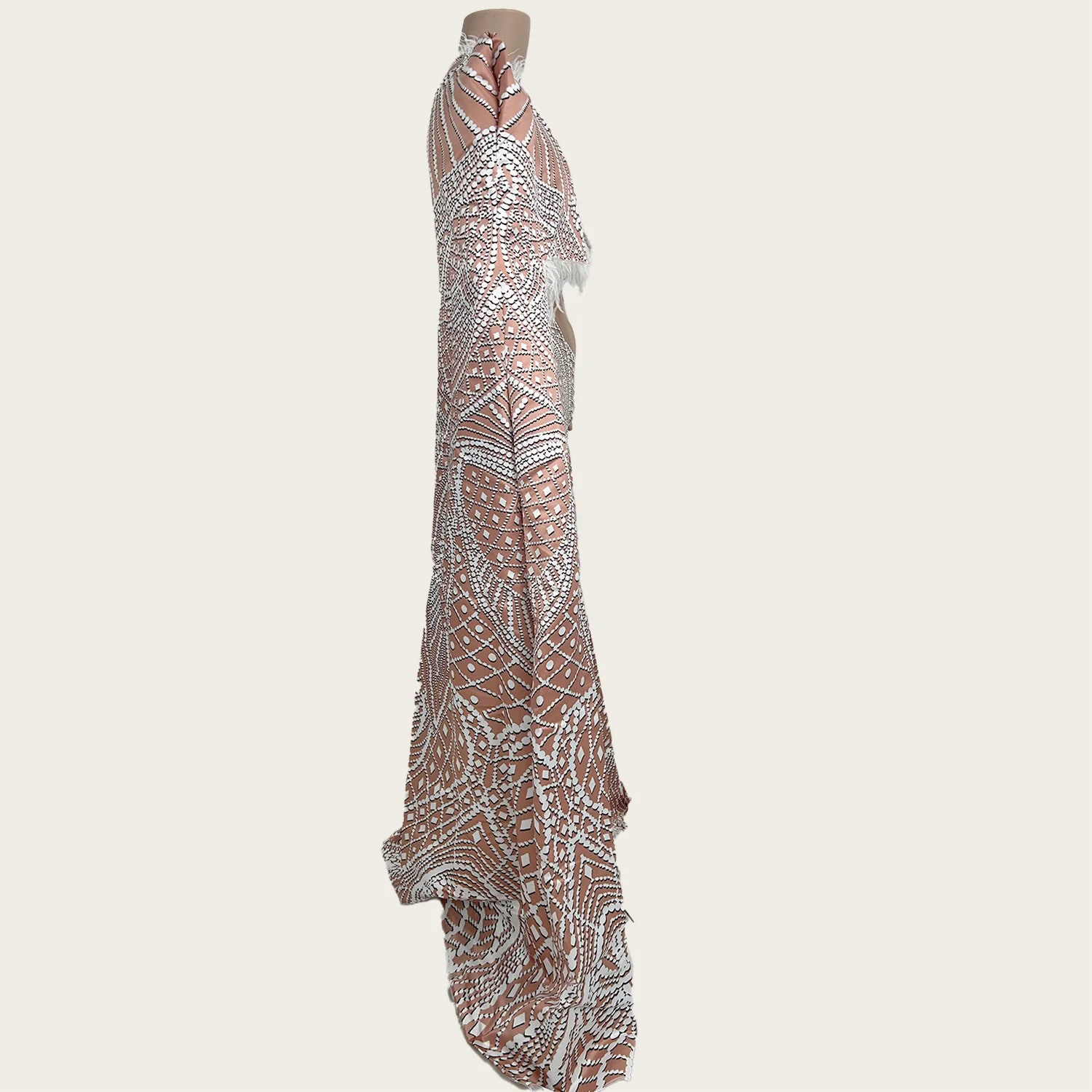 Клубное платье, белый узкий комбинезон с принтом - Фотография_4