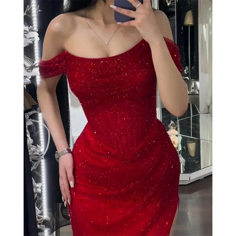 Mila red с открытыми плечами вечерние