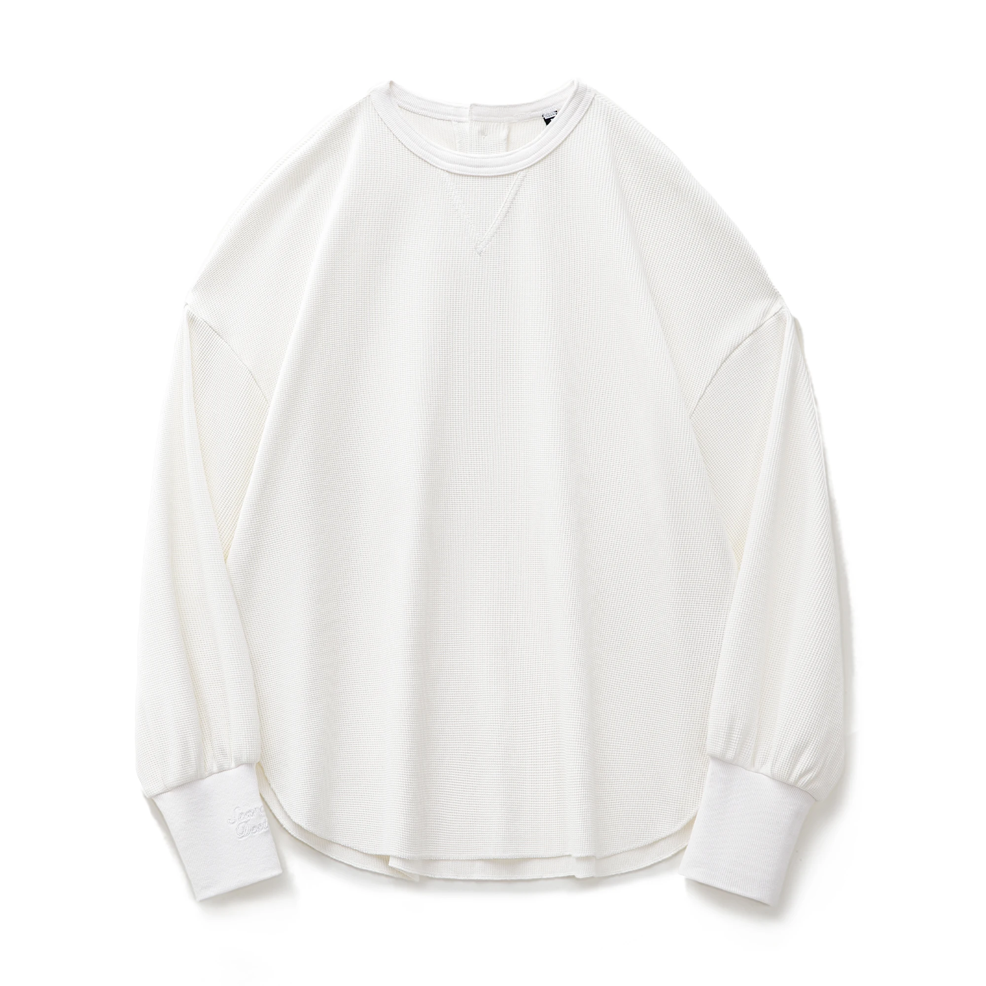 Белый вафельный трикотажный тканевый свитшот maden - Фотография_5