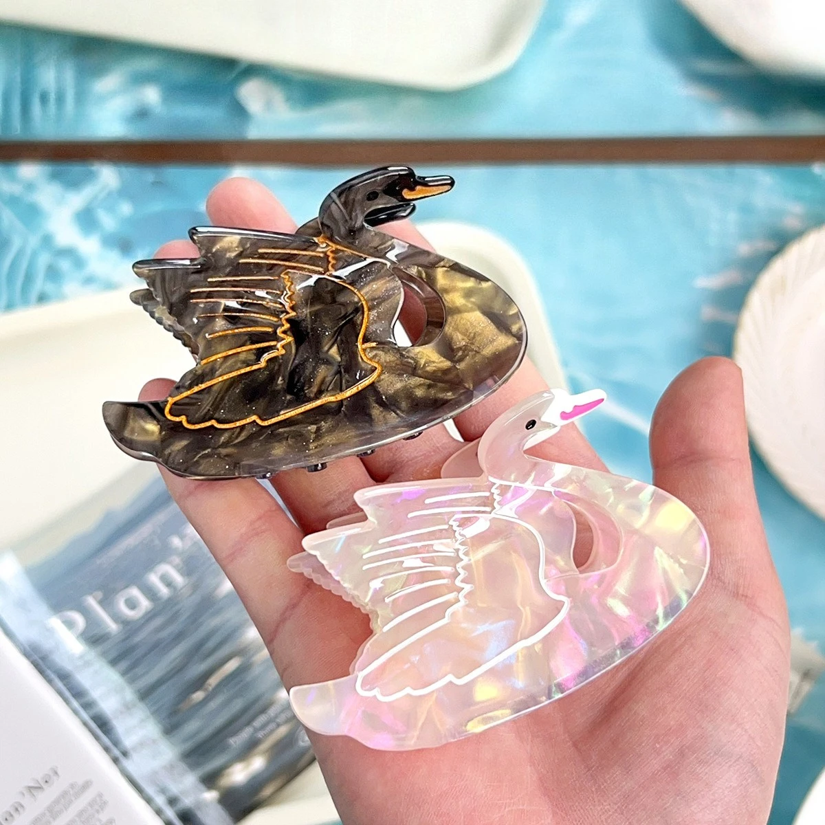 Duoshang милые элегантные цветные заколки для волос в форме лебедя