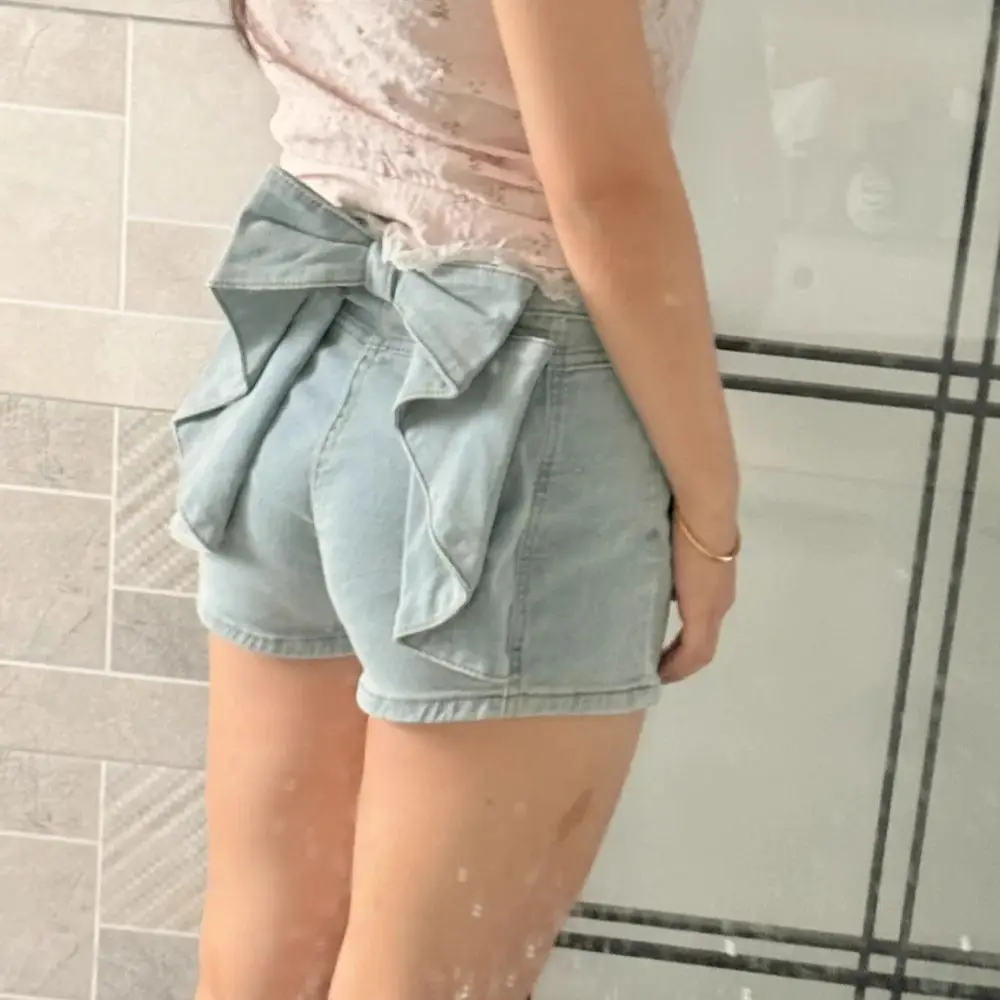 Новые летние женские модные джинсовые шорты с бантом - Фотография_2