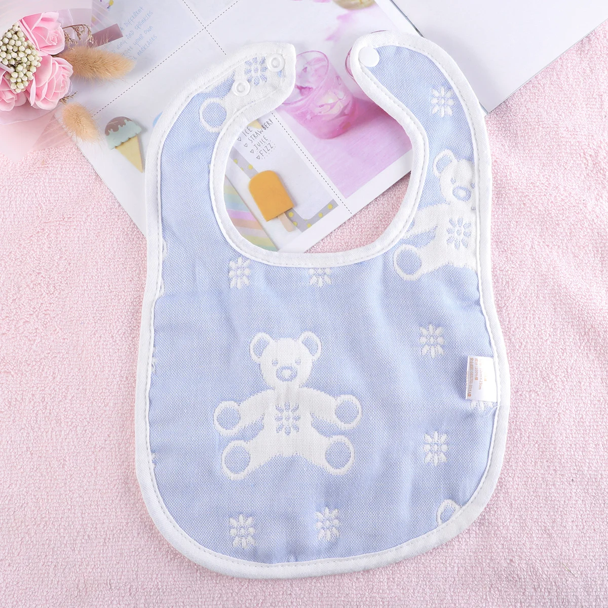 U-образные нагрудники с рисунком синего медведя и застежкой-застежкой - Фотография_5