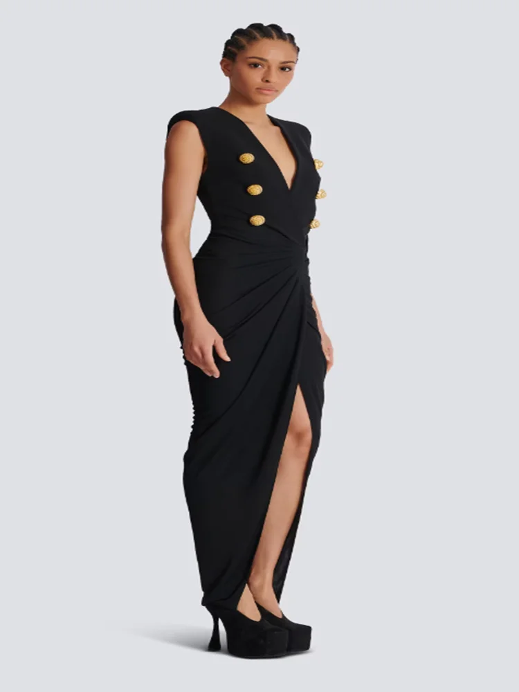 Женское черное длинное платье без - Фотография_5