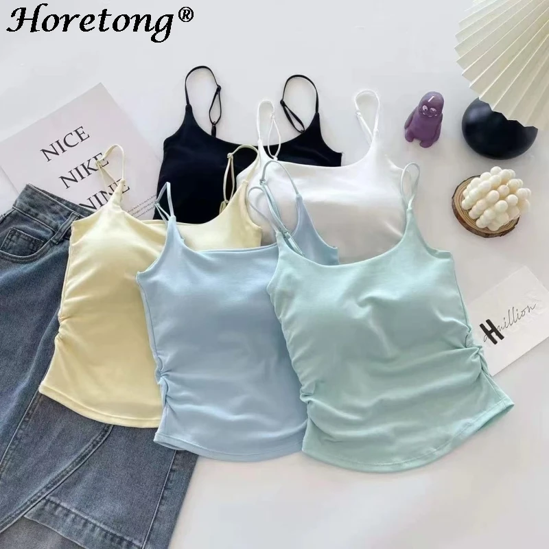 Женская плиссированная майка horetong с подушкой на груди - Фотография_2