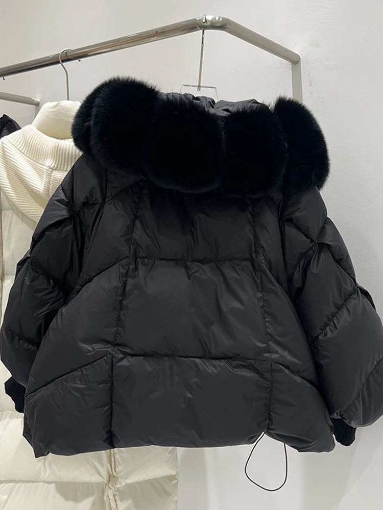 Зимний пуховик с капюшоном из натурального большого мехового воротника - Фотография_6