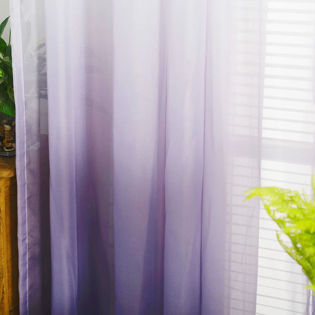 Градиентная фиолетовая оконная прозрачная занавеска - Фотография_3