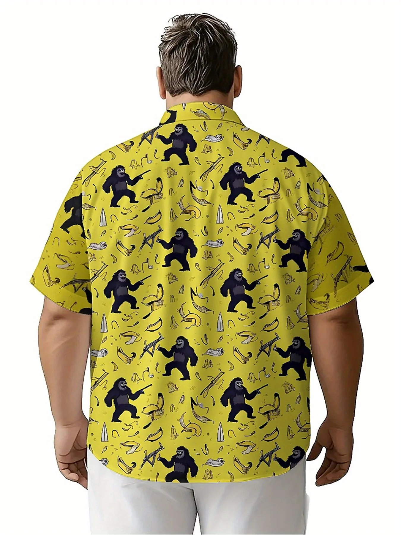 Мужские гавайские рубашки больших размеровsasquatch с камуфляжным узором - Фотография_4