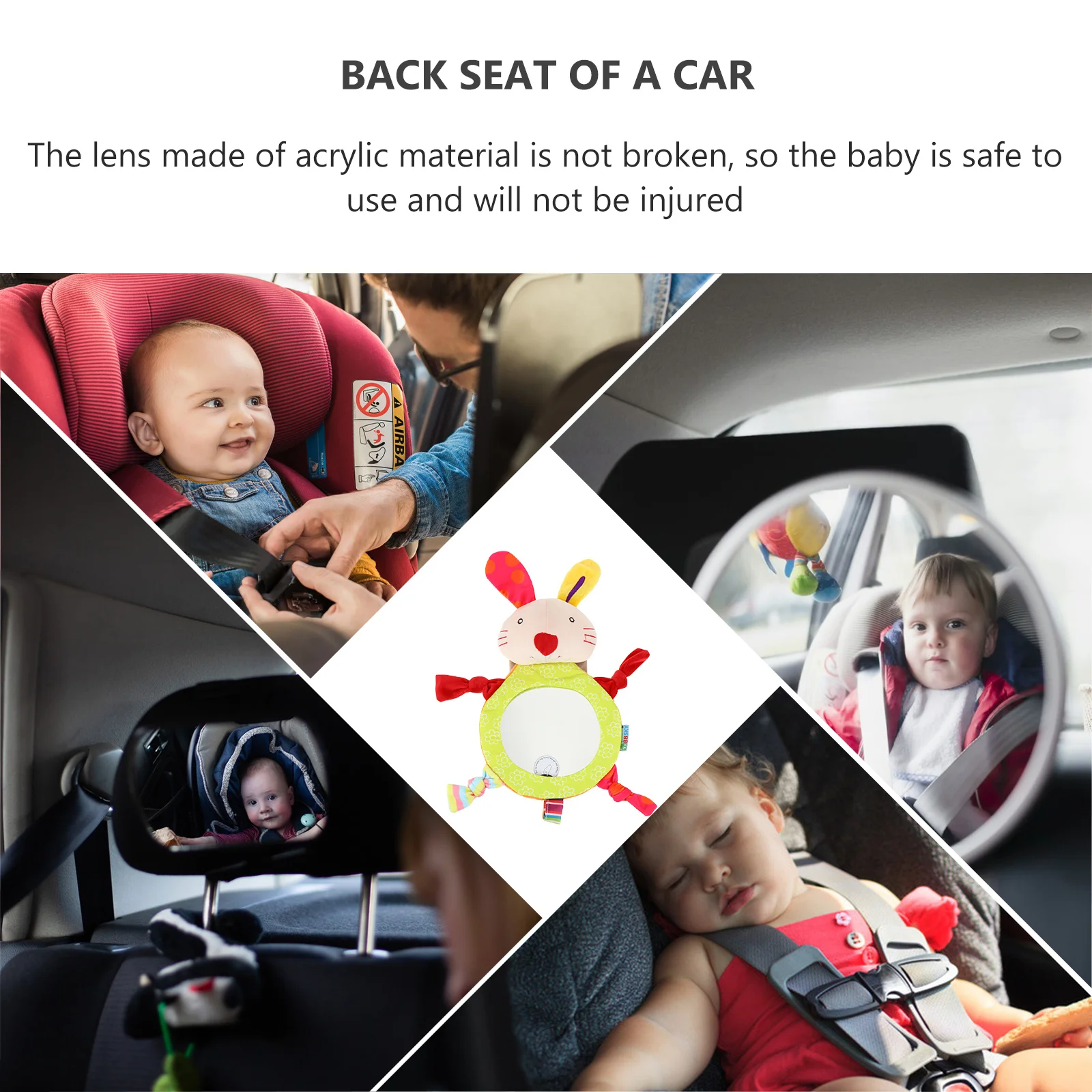 Милое детское автомобильное зеркало с мультяшным кроликом - Фотография_3