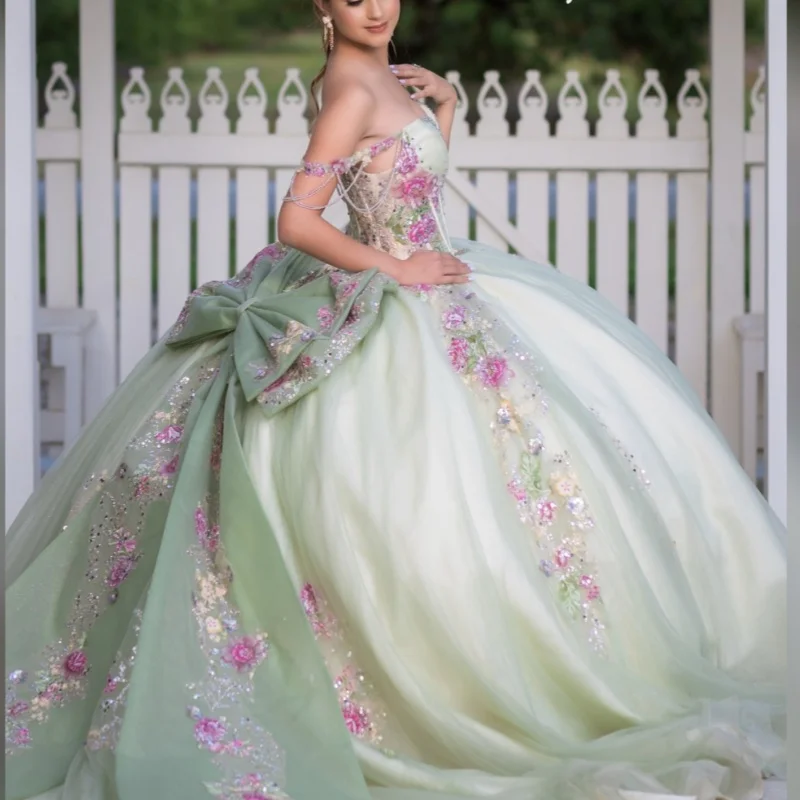 Светло-зеленые платья quinceanera - Фотография_2