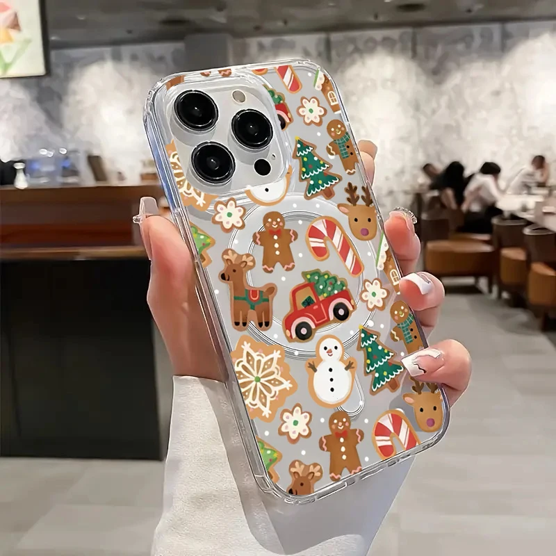 Прозрачный магнитный чехол cute snowman stick truck tree для iphone 17 - Фотография_2