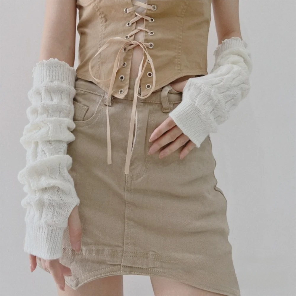 Модные длинные теплые перчатки