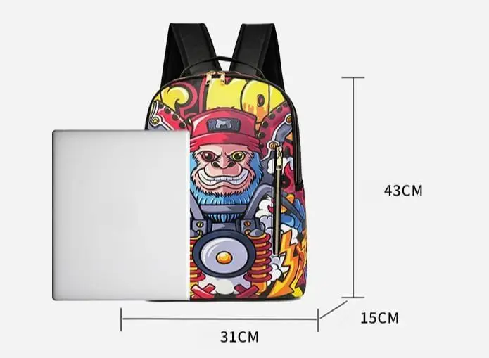 Мультяшные граффити для мужских подростковых компьютерных рюкзаков - Фотография_2