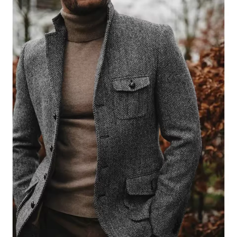 Мужской пиджак с узором «елочка» - Фотография_3