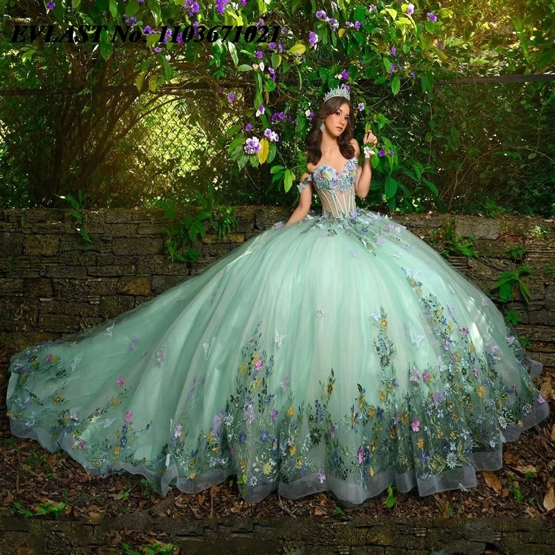 Evlast индивидуальное шалфейное зеленое платье quinceanera