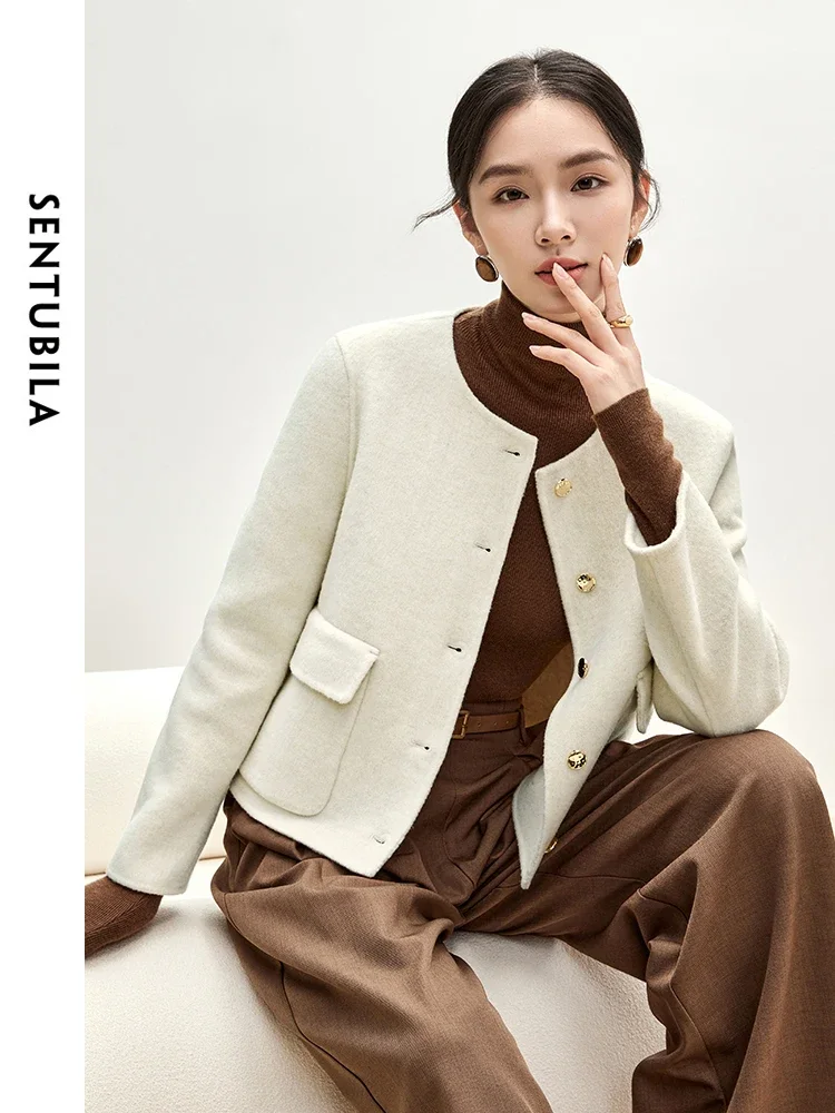 Sentubila женские шерстяные укороченные куртки 2025 - Фотография_4