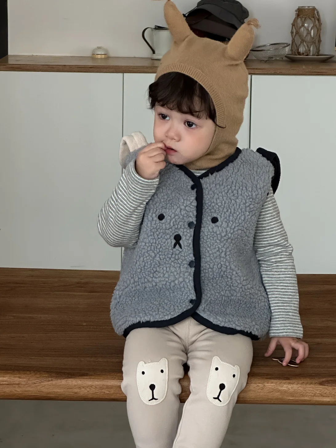 Зима 2022, новый детский плюшевый жилет без рукавов - Фотография_4