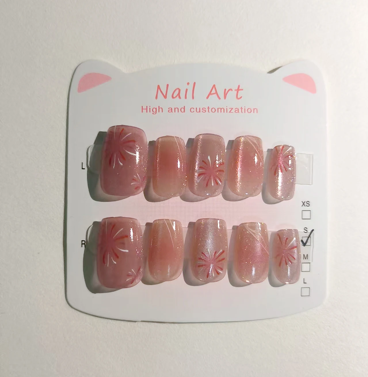 Полноразмерные накладные ногти ручной работы «кошачий глаз» для девочек - Фотография_5