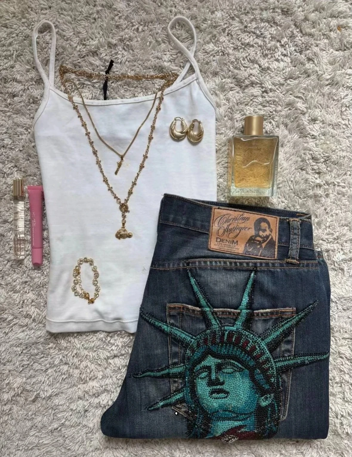 Винтажные джинсы liberty с блестящими стразами