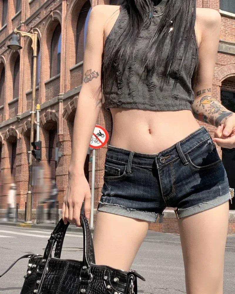 Шорты женские джинсовые с низкой посадкой - Фотография_5