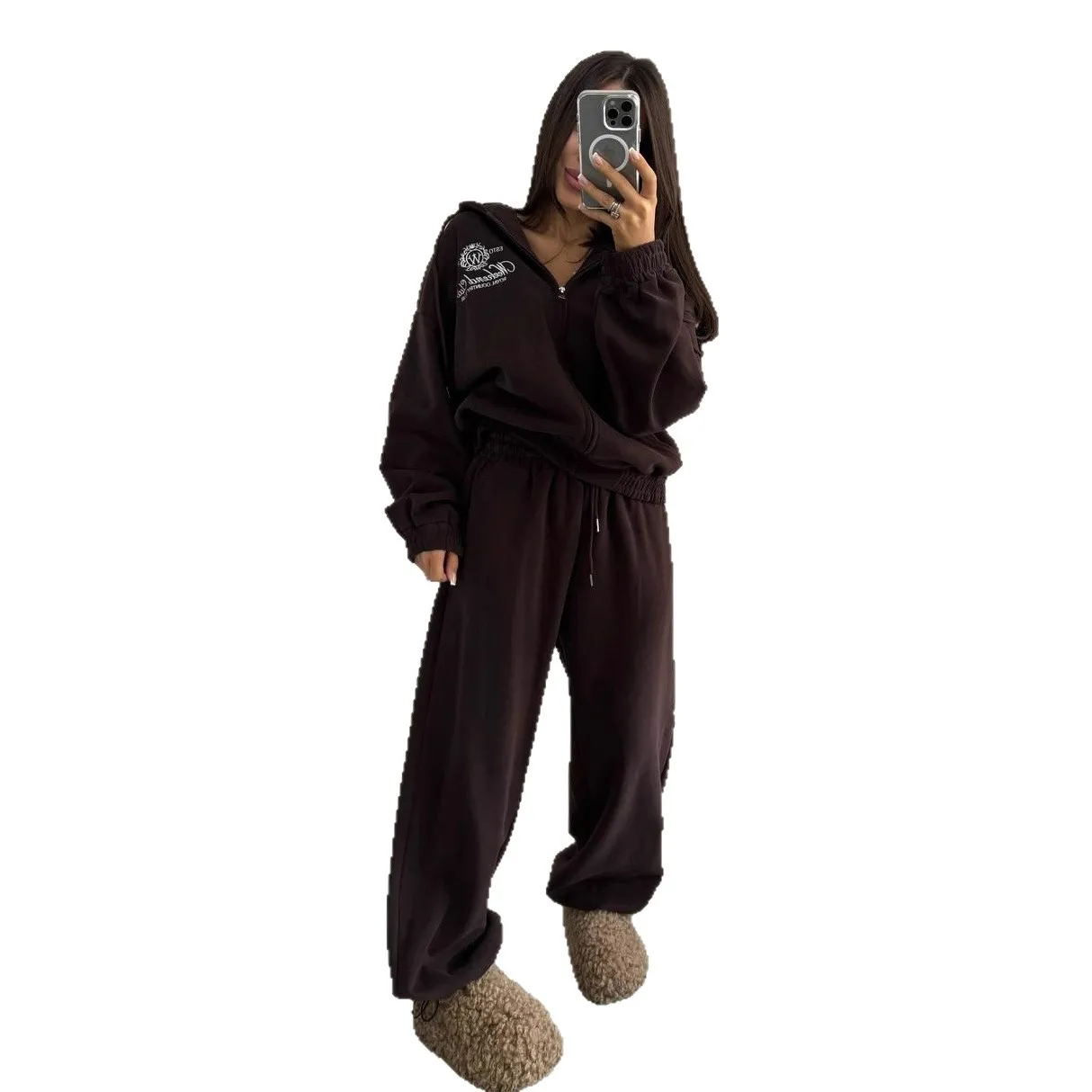 Женская толстовка с капюшоном премиум-класса с вышивкой - Фотография_5