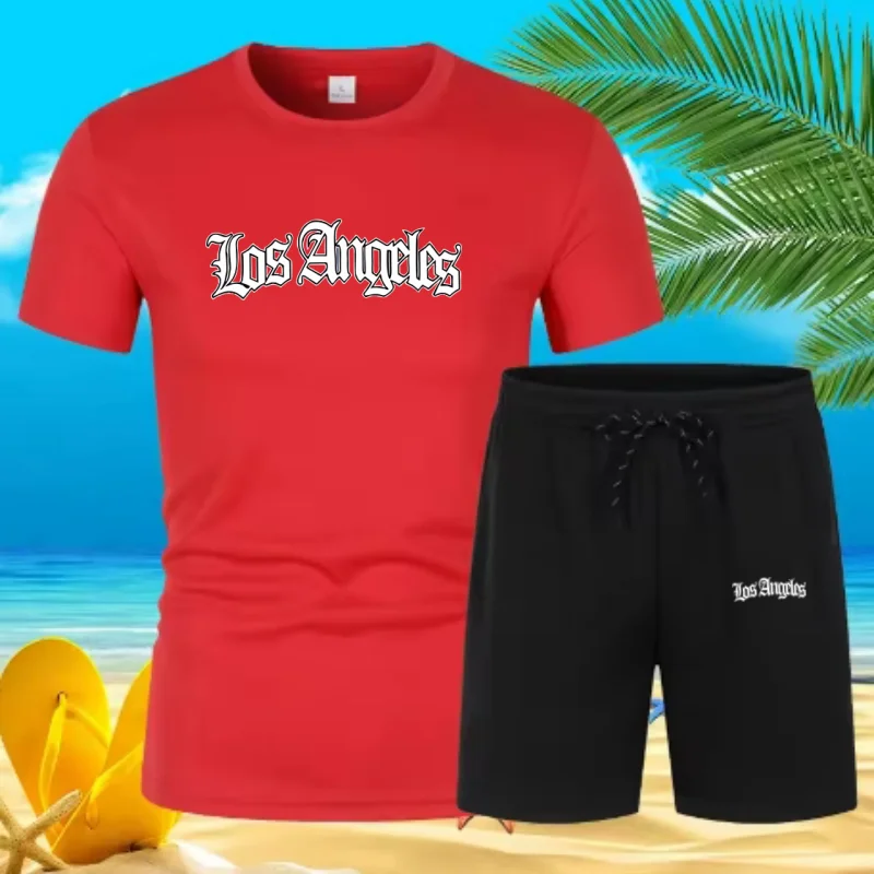 Мужская летняя футболка с буквенным принтом лос-анджелеса - Фотография_6