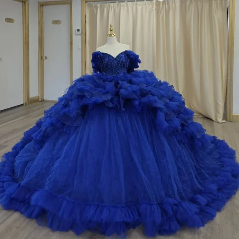 Королевское синее платье quinceanera