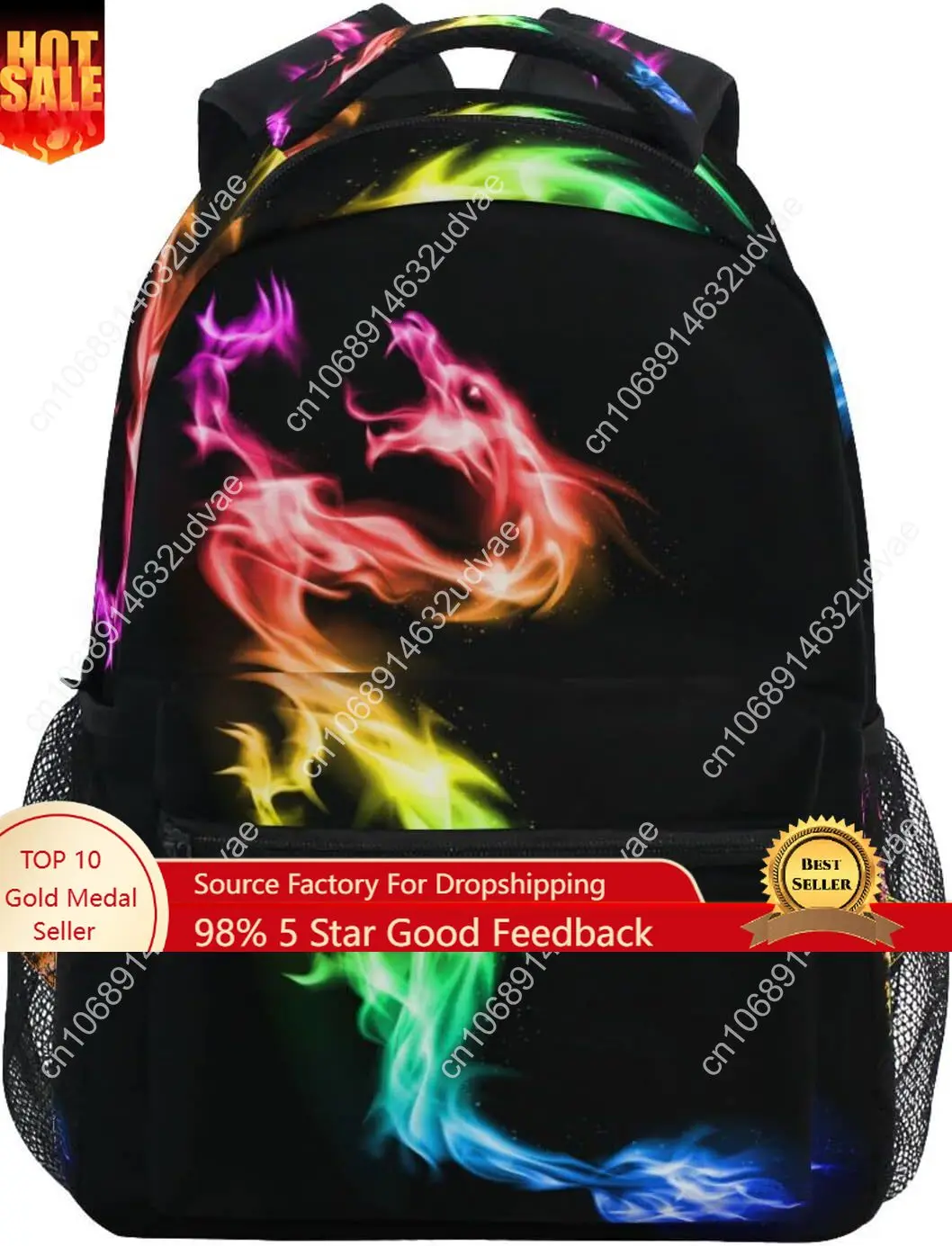 Школьный рюкзак fire rainbow dragon