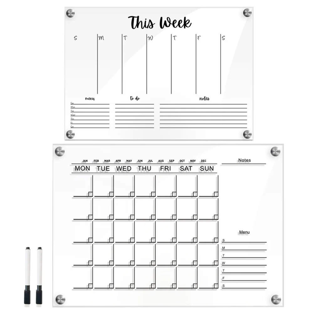 2 комплекта, прозрачная акриловая еженедельная доска для сухих протираний - Фотография_3