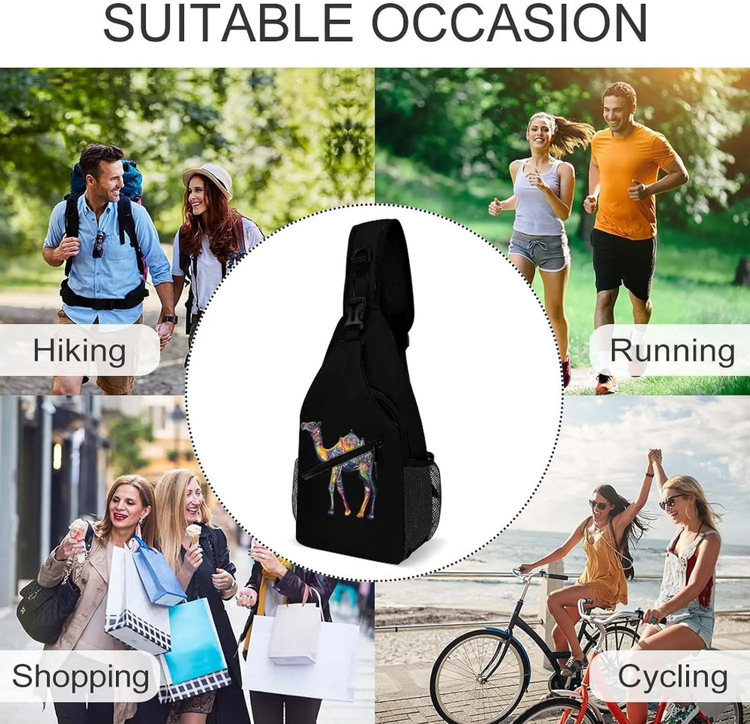 Красочный цветочный рюкзак на слинге с верблюжьими животными - Фотография_6