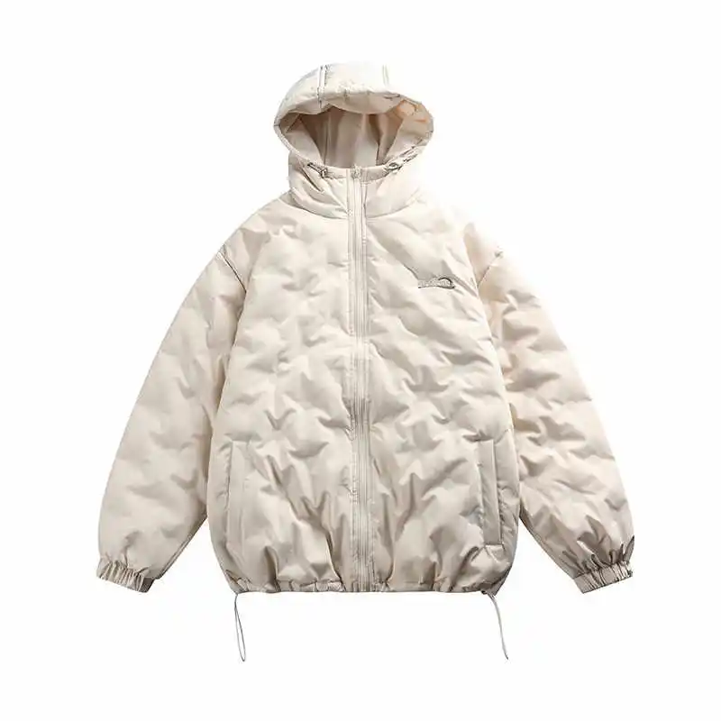 Зимний американский белый пуховик с капюшоном - Фотография_4