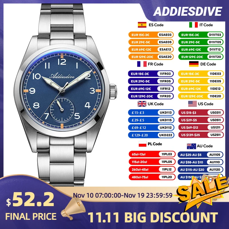 Addiesdive винтажные кварцевые