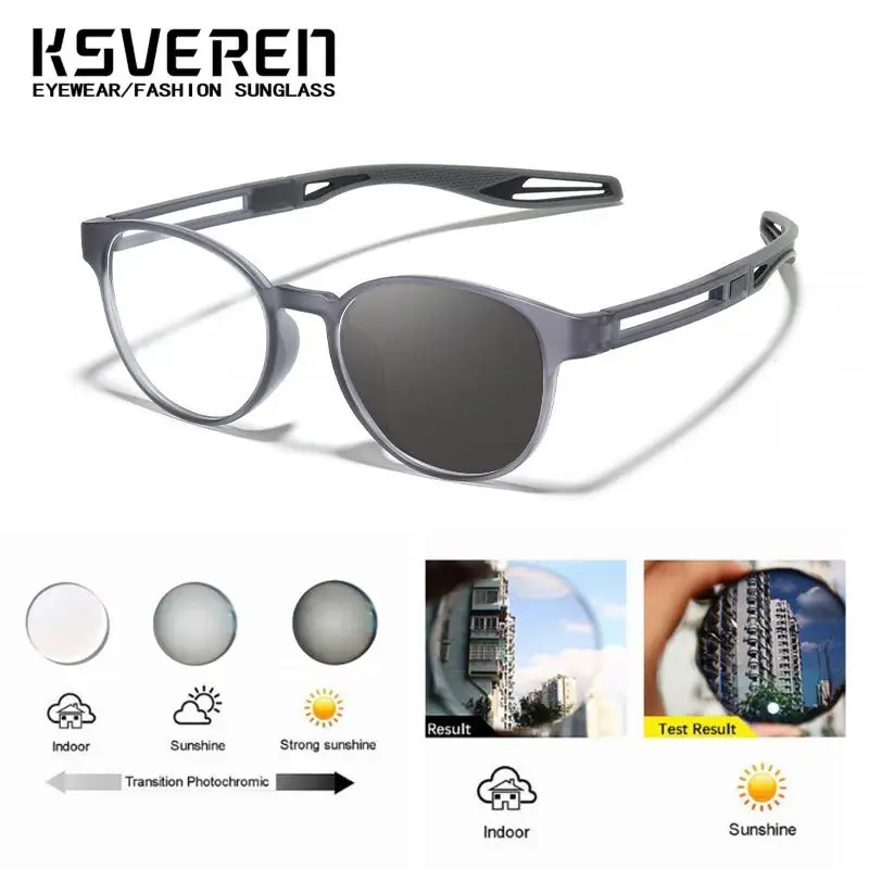 Tr90 круглые фотохромные очки для близорукости для мужчин и женщин - Фотография_4