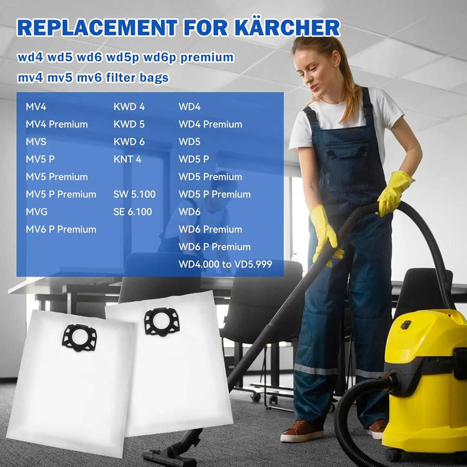 Мешки для пылесоса для пылесоса kärcher wd4 wd5 wd6 wd5p wd6p mv4 mv5 mv6 - Фотография_2