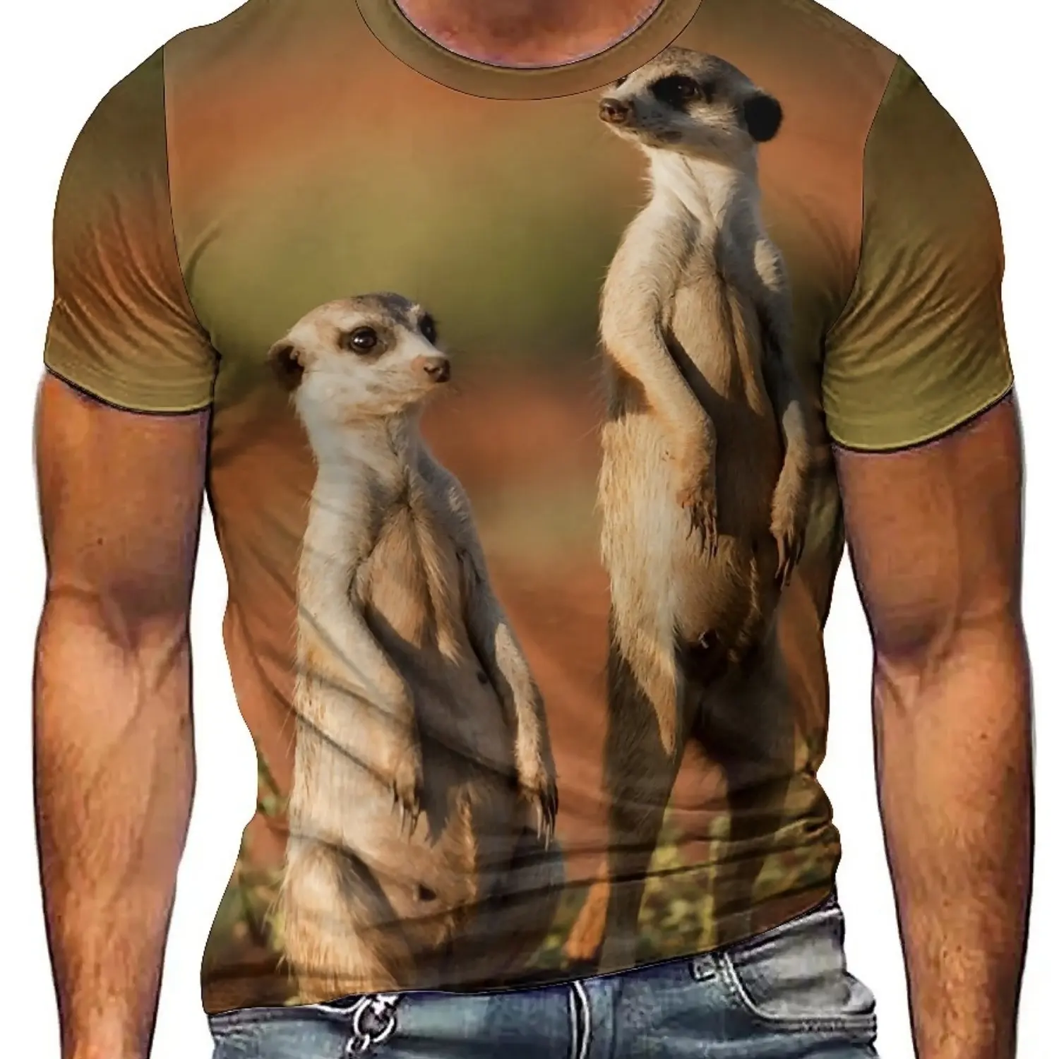 Мужская футболка с коротким рукавом с 3d принтом meerkat - Фотография_6