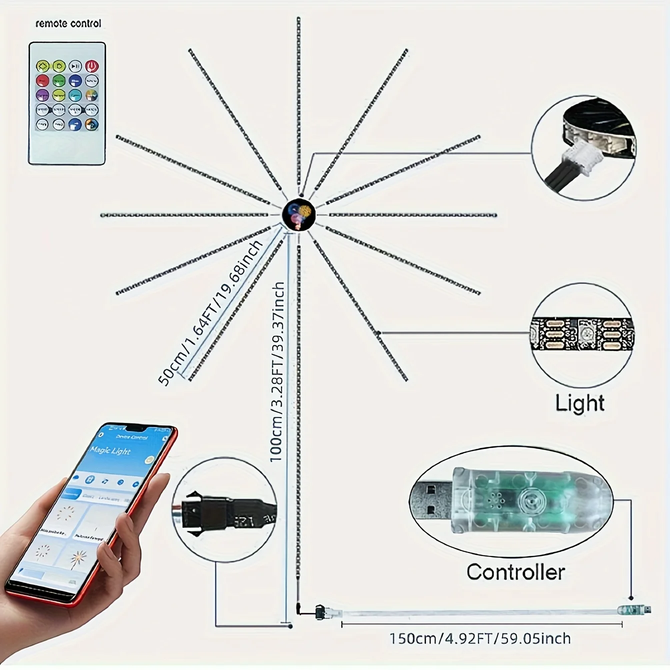 Приложение smart control ic led rgb фейерверк 10 шт - Фотография_5