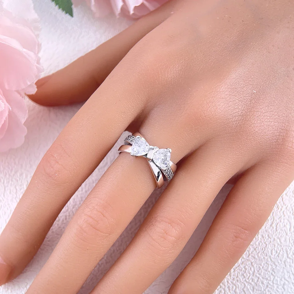 Серебро 925, новое сверкающее кольцо с бантом - Фотография_3