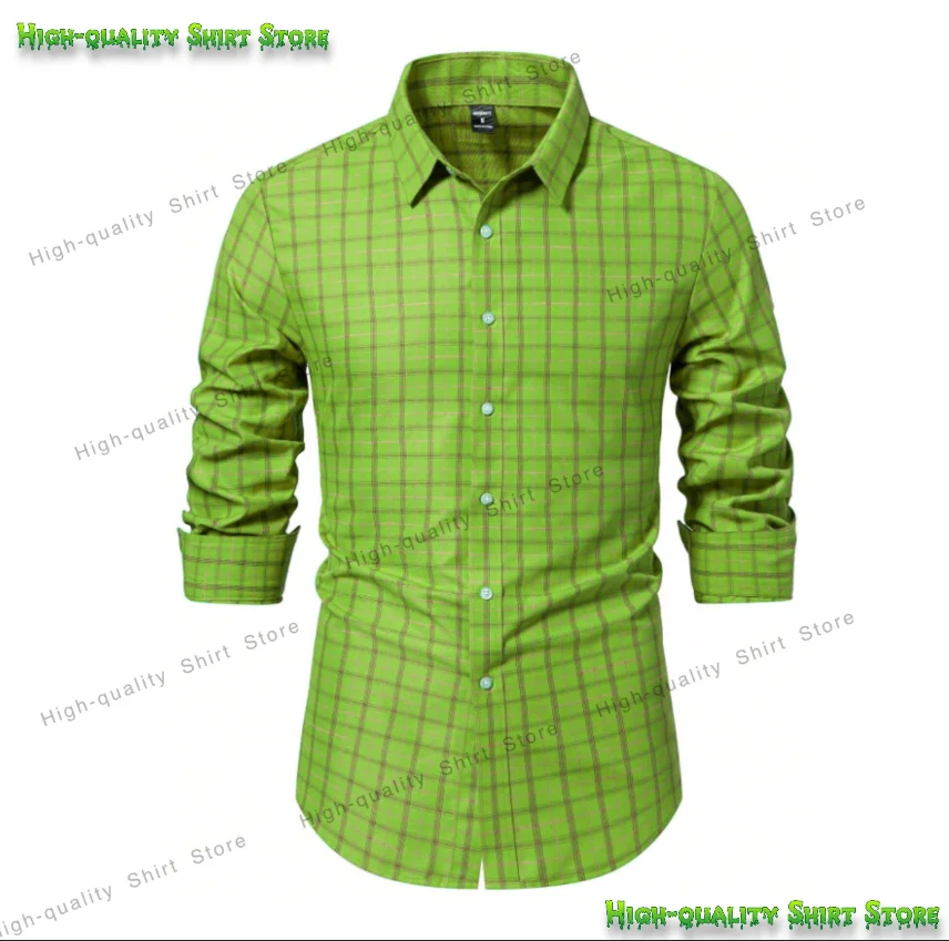 Мужская рубашка с длинными рукавами и 3d клетчатым принтом - Фотография_5