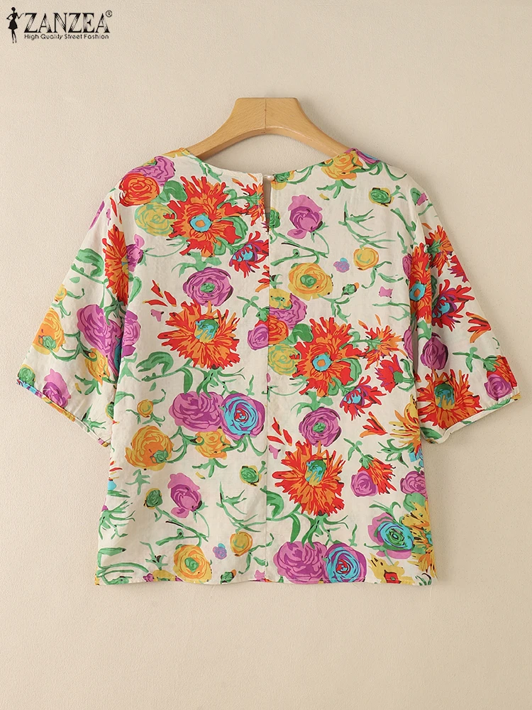 Zanzea цветочная смесь с рукавами 3/4 - Фотография_2