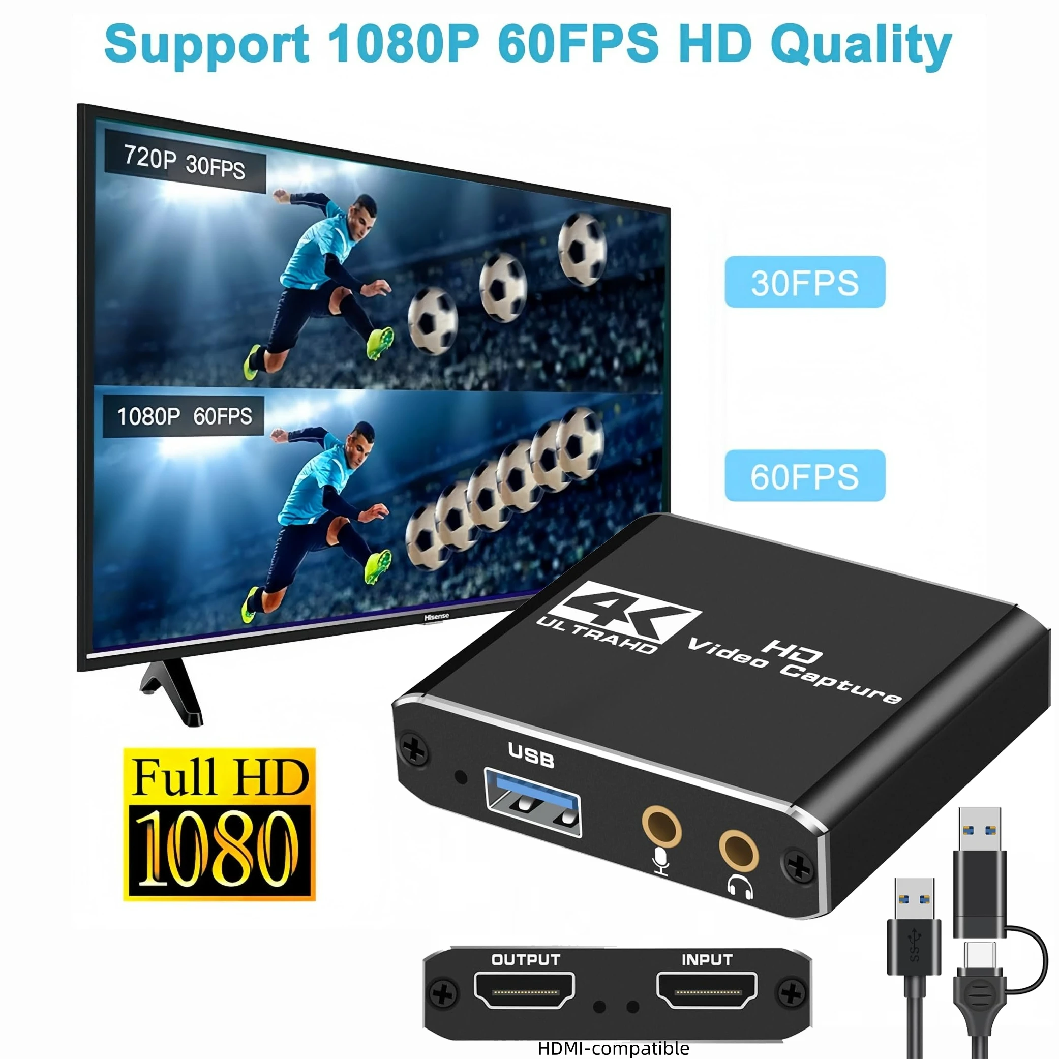 Карта захвата usb 3.0 с 4k hdmi-совместимым контурным выходом 1080p