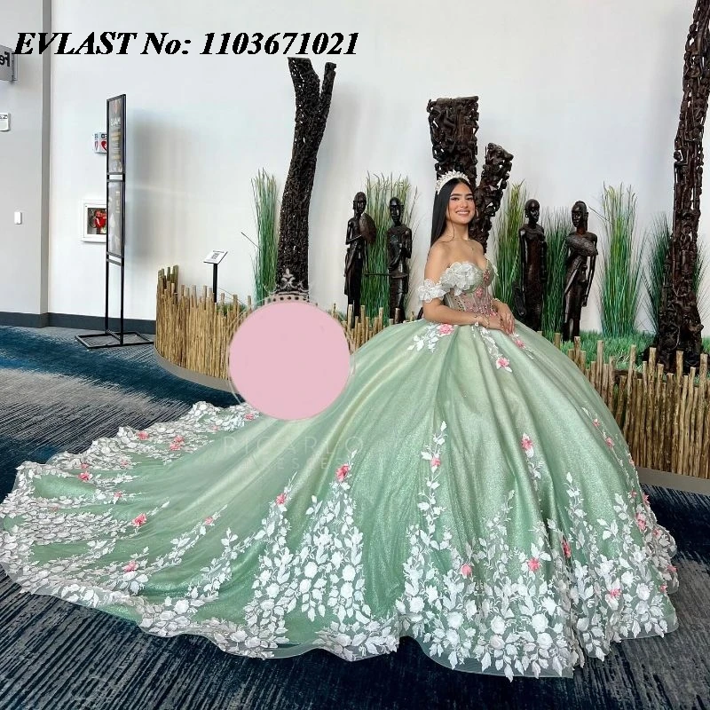 Evlast индивидуальное шалфейное зеленое платье quinceanera