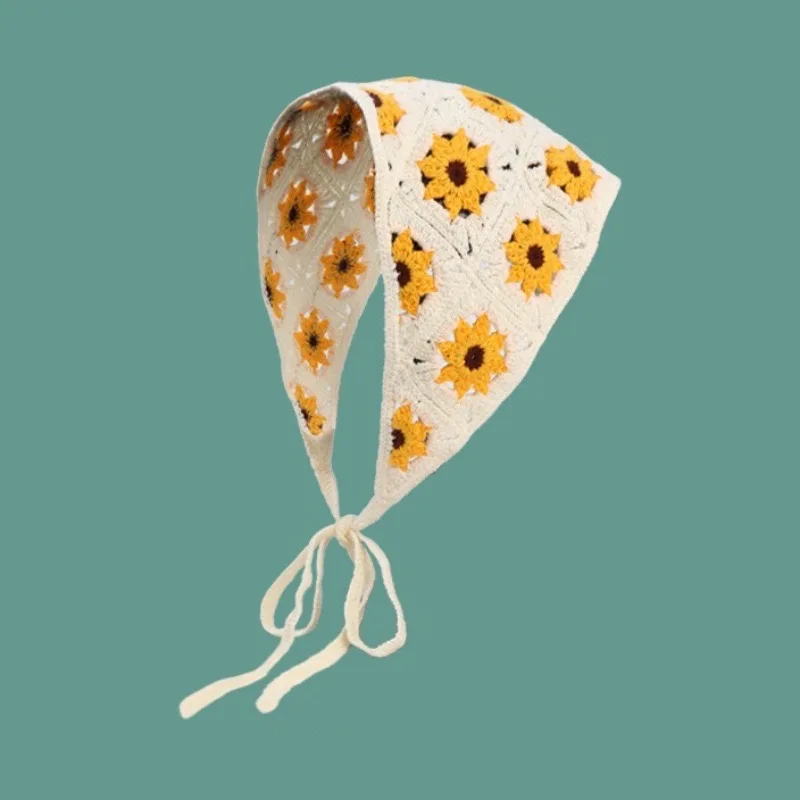 Корейское милое вязаное крючком полое треугольное полотенце ручной работы - Фотография_4