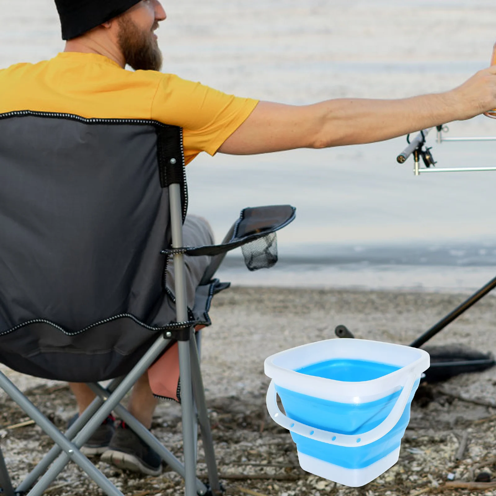 Складное утолщенное силиконовое ведро для мытья кистей для рисования - Фотография_6