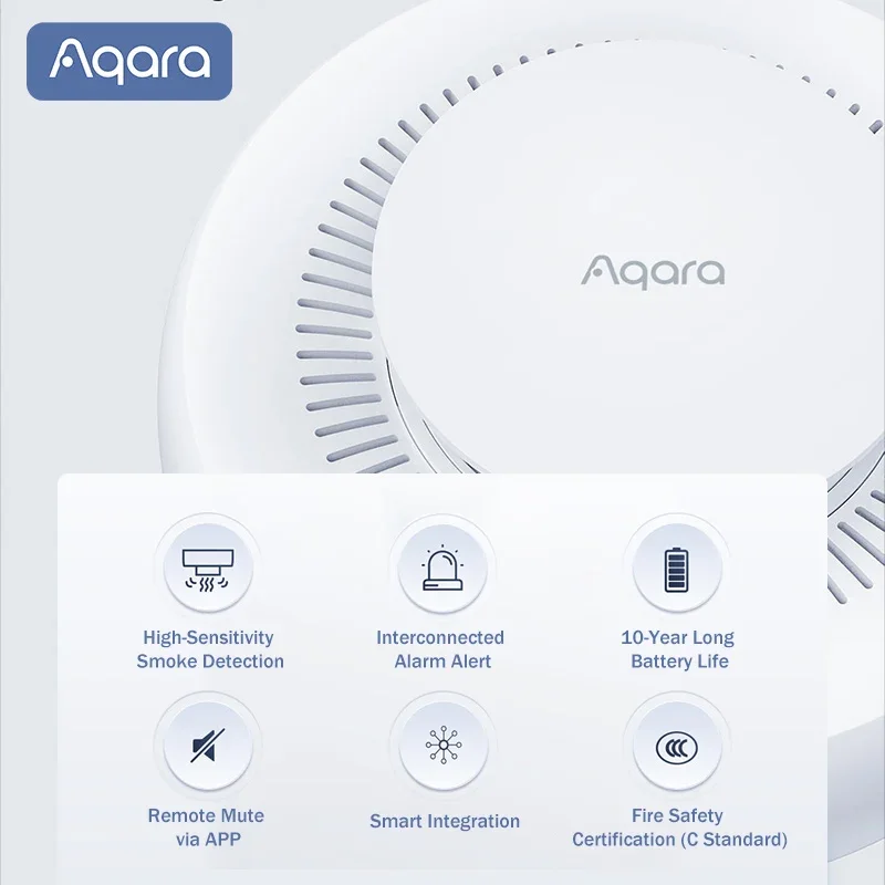 Aqara matter детектор дыма датчик пожарной сигнализации монитор zigbee 3 - Фотография_2